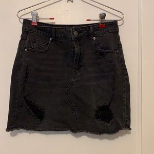 Black denim skirt